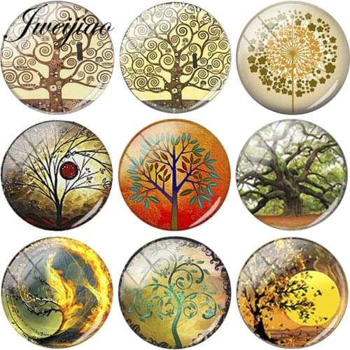 JWEIJIAO Retro The Tree Of Life Image DIY Glass Gems Dome For Necklace Brooch Pins Earring Demo Flat Back Making Findings