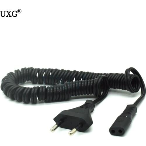 EU Power cable cord Figure 8 C7 to Euro Eu European 2 pin AC Plug EU Spring Strech Power cable for cameras printers notebook 2m