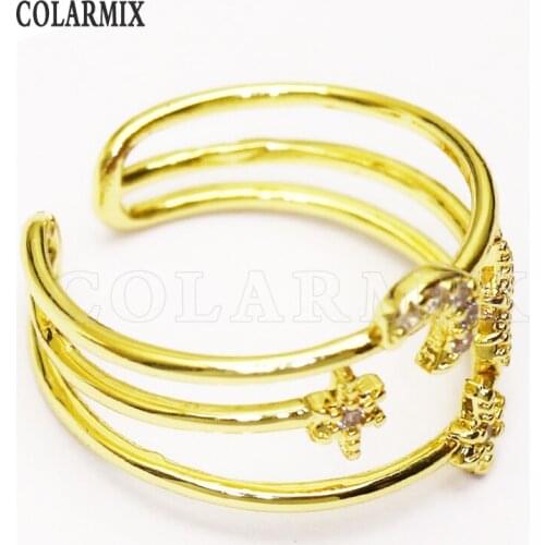 8 Pieces Layer Jewelry rings Moon & star Metal gold color Open rings jewelry rings jewelry accessories 8180