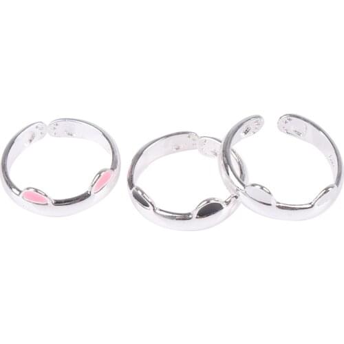 Fashion Jewelry Ring Cute Silver Color Cat Ear Finger Ring For Women Child Gifts Open Design Adjustable Ring Wholesal 3 Colors