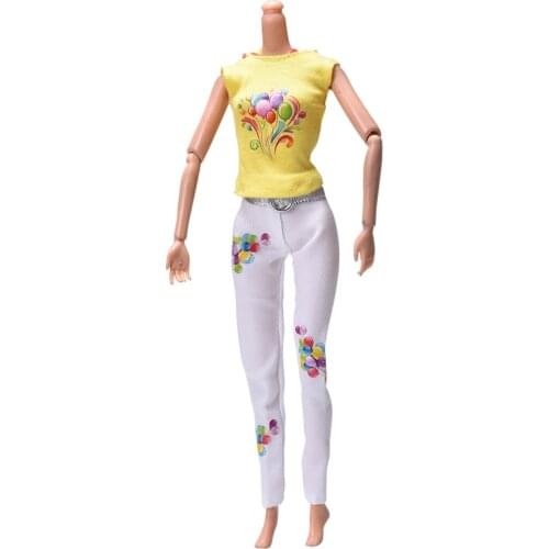 2 Pcs/Set 11" Dolls Fashion Vest Pants Printed Clothes Suit For Doll Accessories Christmas Gift Baby Toy