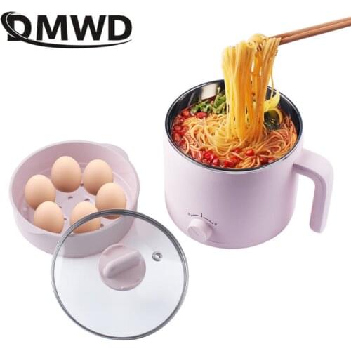DMWD 1.2L MultiCooker Noodles Soup boiling Hot Pot Eggs Food Steamer Electric Rice Cooker Stainless Steel Heating Pan household