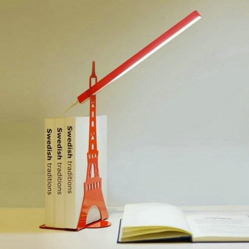 Newest USB Fashion Paris Eiffel Tower LED Book Light Design Touch Dimmer LED Desk Lamp Modern Bookshelf Kids Reading Lamp