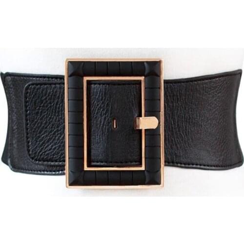 2021 New Spring Trendy Wid Belt For Women Solid Casual Fashion Waistband All-match Metal Buckle Leather Corset Belt Female