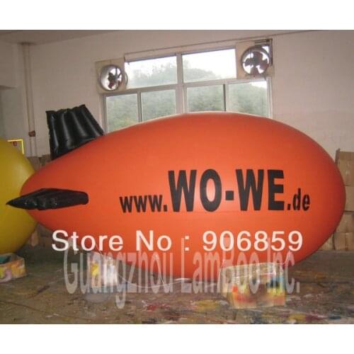 NEW 4 M Long Orange Inflatable Zeppelin with Black Wings/DHL Free Shipping Inflatable Advertising Airship for Events