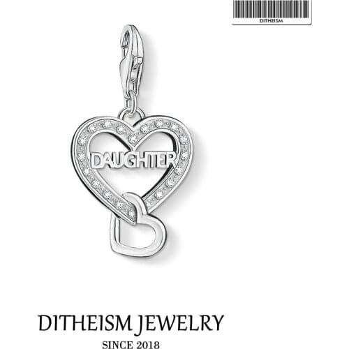 Heart Daughter Charms Pendant,2018 Fashion Jewelry 925 Sterling Silver Sweet Gift For Women Girls Fit Bracelet Necklace Bag