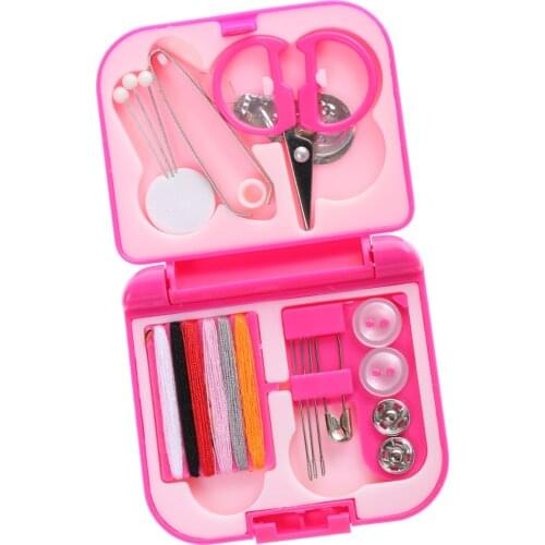 Portable Mini Travel Sewing Kits Box Blue/Red Scissor Thimble Needle Threads DIY Home Tools