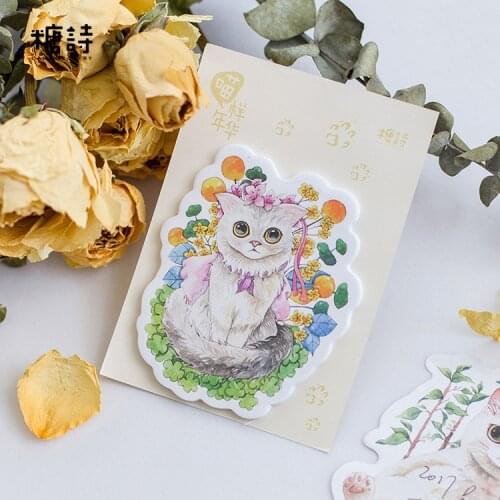 Cute Cat cat white cat black cat Memo Pads stickers Sticky Notes Writing Paper Notepad Kawaii Office Stationery