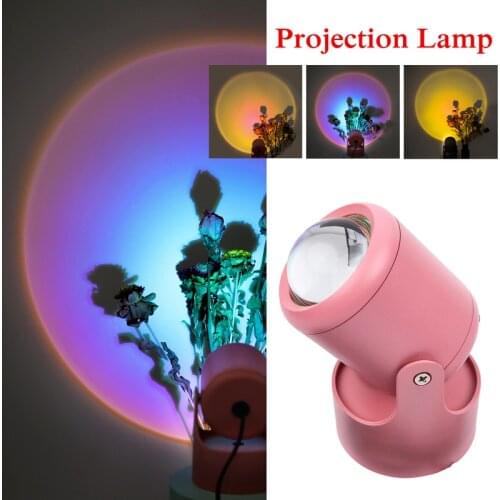 LED Sunset Lamp USB Button Rainbow Sunset Projector Atmosphere Night Light for Party Home Bedroom Wall Decoration Neon Lights