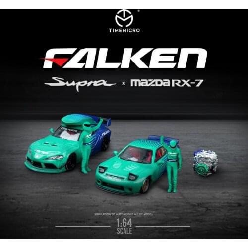 TimeMicro 1:64 Mazda RX-7 /Toyota Supra FALKEN Green Diecast Model Car