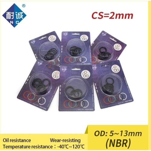 Thickness CS 2mm OD 5/5.5/6/6.5/7/8/8.5/9/10/10.5/11/11.5/12/13mm Boxed nitrile rubber NBR seal O-ring Waterproof Oil resistant