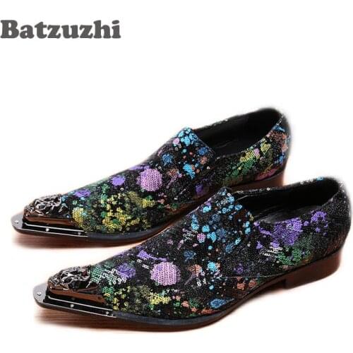 Batzuzhi Fashion Men Shoes Formal Dress Shoes Pointed Metal Tip Party Shoes Men Oxfords zapatos de hombre, Big Sizes US6-12