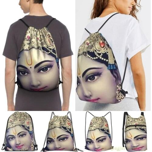 Unisex Drawstring Bags Krishna Hindu God Women Drawstring Backpacks Men Outdoor Travel Backpacks Training Fitness Bag
