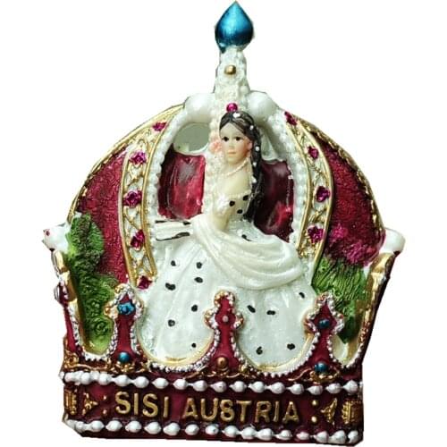 Vienna, Austria Sissi Princess Crown 3D Fridge Magnet Tourism Souvenirs Refrigerator Magnetic Stickers Home Decortion