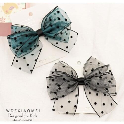 Children Bow Hair clip Hairpins Woman Girls Headwear Hairgrips Korea Gauze Dot Bowknot Hair pin Barrettes kids Hair Accessories