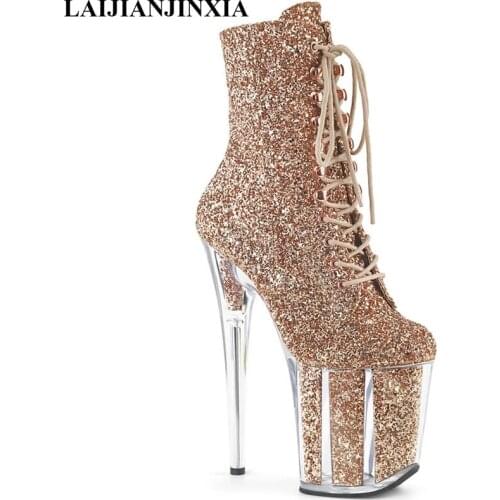 LAIJIANJINXIA New Knight Female 20CM High Heel Womens Ankle Boots Women Autumn Winter Shoes Sexy Nightclub Pole Dancing Boots