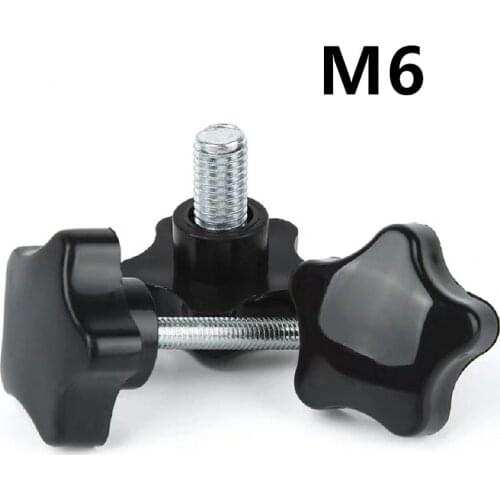 10PCS M6x10/12/16/20/25/50mm Thread Star Shaped Head Thread Clamping Screw Bolt Knob For Industry Equipment Plastic Carbon Steel