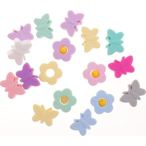 Silicone beads flower 10PC baby teething bead nursing beads butterfly bpa free teethers silicone baby ring diy pacifier adapter
