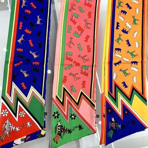 160*20cm New Myth Animal Pattern Printing Twill Weave Scarf Silk Womens Long Scarves