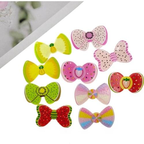 20pcs/lot kawaii planar resin fruits bow for kids DIY resin cabochons accessories
