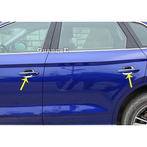 For Audi Q5 Q5L 2018 2019 Car Body Styling Detector Trims ABS Chrome External Door Bowl Stick Lamp Frame Parts Hood 4pcs