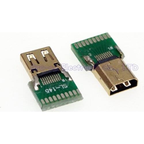 5pcs/lot Gold Plated MICRO HDMI Female Socket With PCB board D TYPE MICRO HDMI 19P female test board