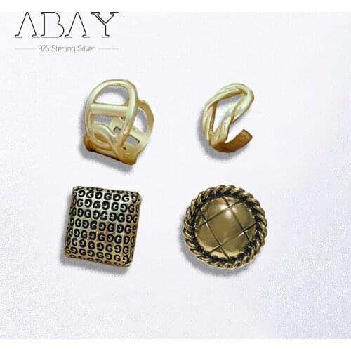 925 Sterling Silver Pin Earrings are unusual,Retro and versatile metal lattice buttons for old atmosphere accessories