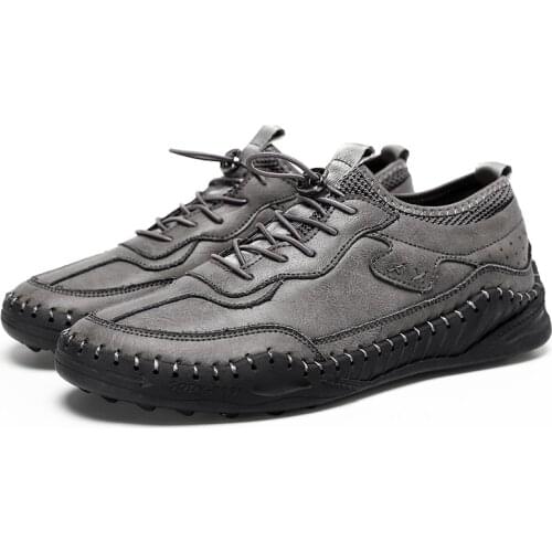 A94 New Mens Shoes Autumn Leather Large Size Manual Casual Shoes Comfortable Casual Wear Father High Quality Mens Shoes Adult