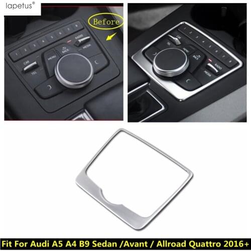 Lapetus Accessories Fit For Audi A5 A4 B9 2016 2017 2018 2019 2020 Central Control Multimedia Button Molding Cover Kit Trim
