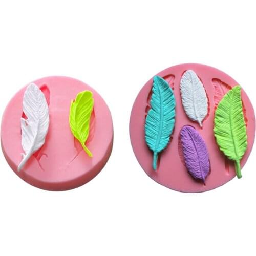 Free Shipping Four Feathers Cooking Tools Wedding Decoration Silicone Mould Baking Fondant Sugar Craft Diy Cake Candy