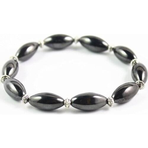 New Arrival Magnetic Hematite Oval Beads Bracelet Natural Stone Beaded Bracelet Black Beads Strand Bracelet Drop Shipping HB1029