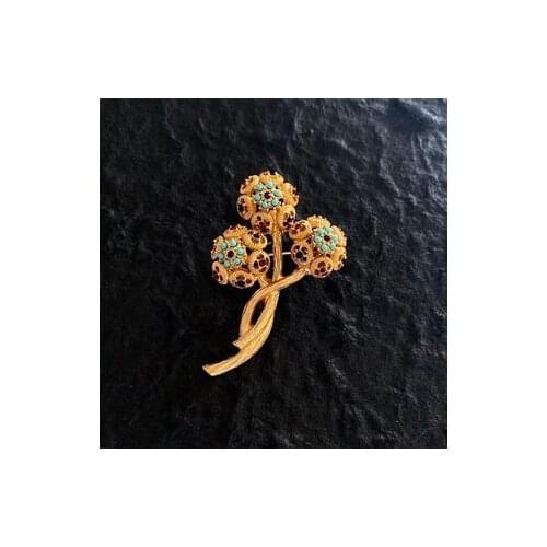 Medieval Series Flower Ball Brooch Gold-plated Brass Brooch