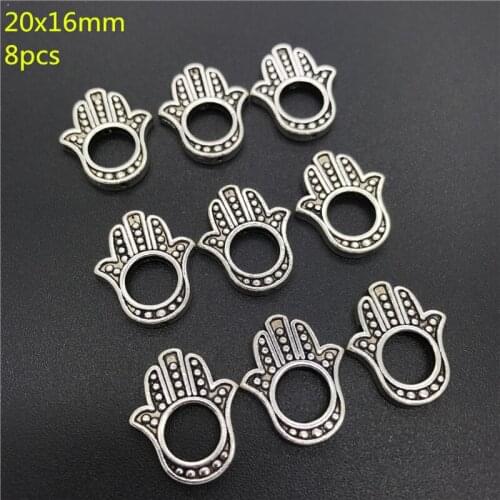 20x16mm 8pcs Alloy Beads Cap Ancient Silver Charms Palm Shape Pendant Charms For Jewelry Making DIY Accessories PJ008