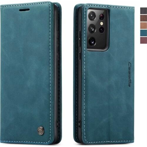Durable Wallet Leather Case For Samsung Galaxy S21+ S21ultra Magnetic Flip Phone Cover For Galaxy S21 Stand Card Pocket Cases