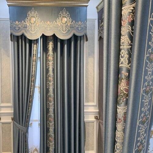 European Style Atmospheric Living Room Curtains Hardcover Finished Shading Floor Curtains for Living Dining Room Bedroom