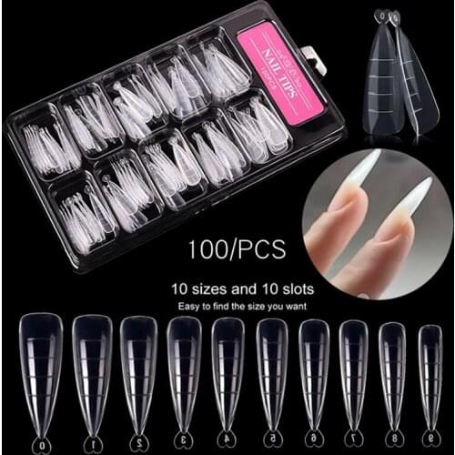 100Pcs Nail Forms Full Cover Gel Mold Tips Nail Extension Diy Nails Accessories