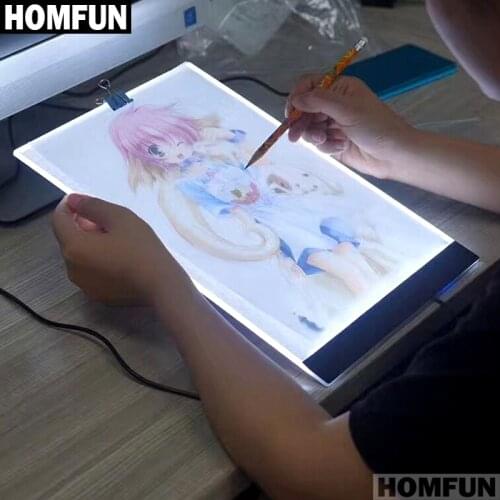 HOMFUN A4 LED Artist Thin Art Stencil Drawing Board Light Box Tracing Table Pad 5D Diy Diamond Embroidery Painting Cross Stitch
