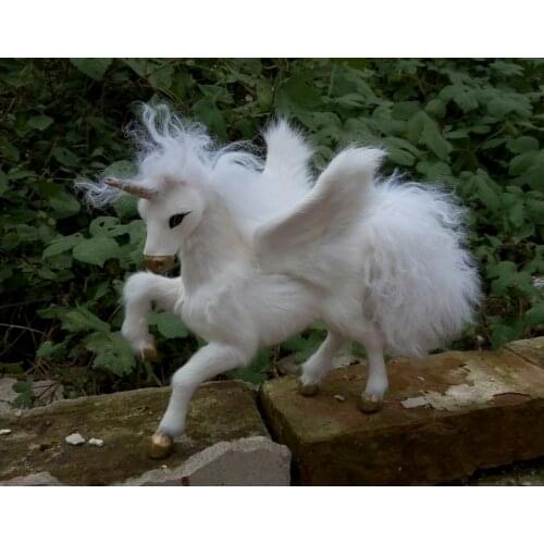 Middle simulation unicorn toy resin&fur wings unicorns model gift 23x20x14cm 1559