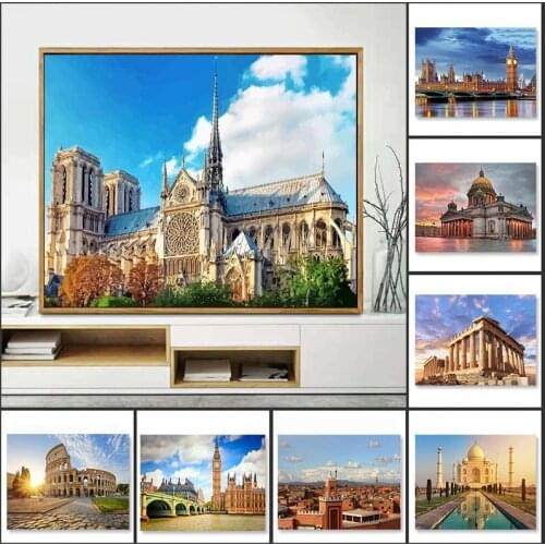 GATYZTORY 60x75cm DIY Painting By Numbers City Building Picture HandPainted Oil Painting Unique Gift Home Decor