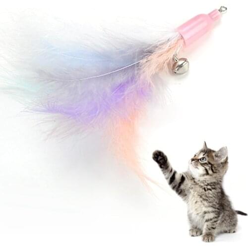 Cat Wand Toy Refill Cat Teaser Replacement Pet Stick Toy Attachment Funny Cat Toy Cat Feather Toy Head Kitten Interactive Toy