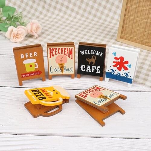 1:12 Scale Dollhouse Miniature Cafe Icecream Shop Signboard OB11 1/8 1/12 BJD Doll House Furniture Accessories Toy
