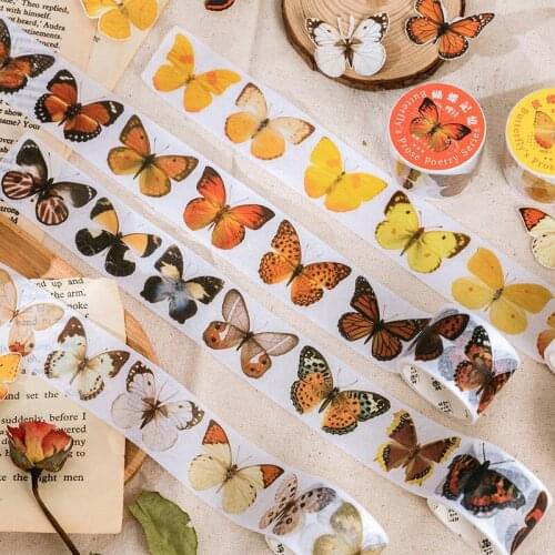 Vintage Butterfly Washi Tapes 30mm Wide Colorful Decorative Masking Paper Tape For Scrapbook Diy Crafts Planners Gift Wrapping