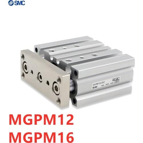 MGPM New SMC MGPM12 MGPM16 Stroke 10-150mm Compact Guide Cylinder Thin Three Axis Rod Air Pneumatic