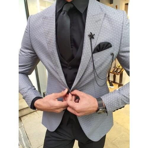 Mens Suits Custom Made Wedding Tuxedos Formal Best Man Suit Groom Wear Tuxedos Male 3-Piece Suits (Jacket+Vest+Pants)