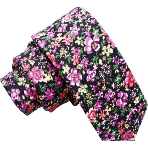 HAWSON Floral Necktie Men Wedding Dress Accessory Cotton Ties for Men 2 Inch Width Skinny Neck Tie for Sale Pack with Box