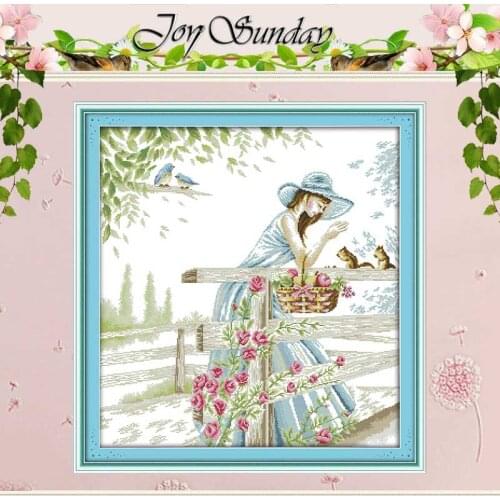 The Girl With Squirrel Counted Cross Stitch 11CT 14CT Cross Stitch Set Wholesale Cartoon Cross-stitch Kit Embroidery Needlework