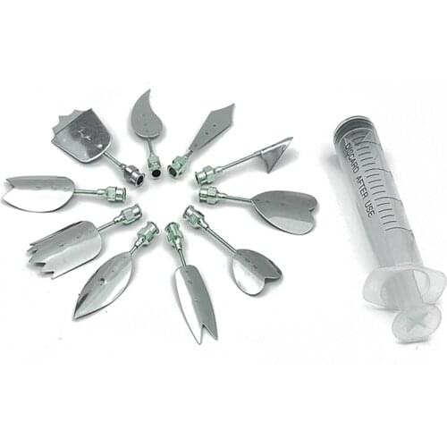 10 pcs Pudding Nozzle +1 Syringe Tool 3D Jelly Flower Cake Jello Gelatin Art Tool Russia Nozzle DIY Cake Decorating Tools