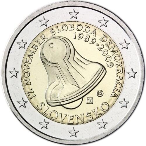 Slovakia 2009 20th Anniversary of the Democratic Revolution 2 Euro Real Original Coins True Euro Collection Commemorative Unc