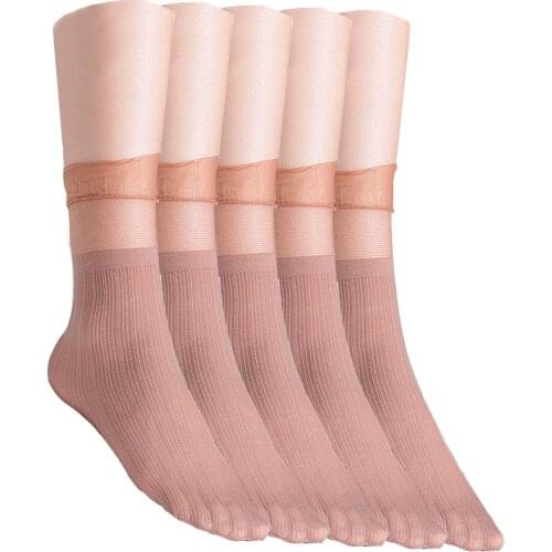 5 Pairs Women Ballet Lace Ruffle Trim High Ankle Socks Elegant Cute Girl Summer Super Elastic Quarter Low Cut Stylish Short Sock