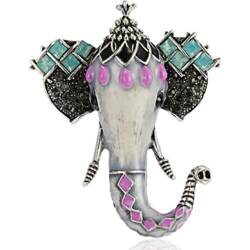 Delicate Enamel Elephant Animal Brooches For Women Crystal Rhinestone Jewelry Vintage Clothes Lapel Pins Accessories Wholesale